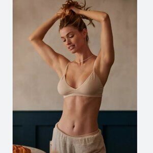Anthropologie Zandra Seamless Modal Triangle Bralette Light Sand Size L/XL NWT
